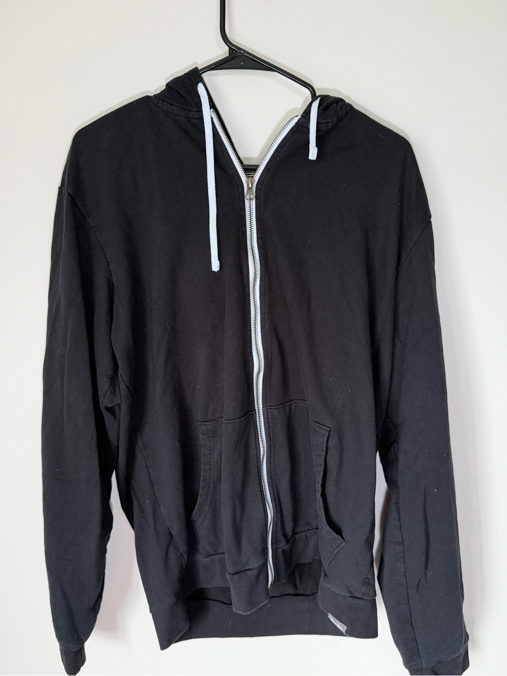 Eddie Bauer Black Zip-Up Hoodie with White Drawstrings